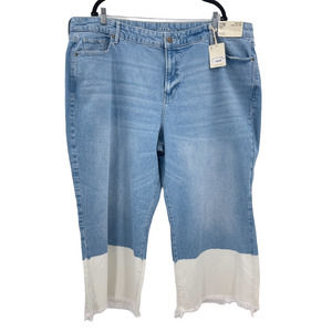 A.N.A. NEW Jeans Women's 22W High-Rise Wise Leg Crop Light Blue White Dip Dye